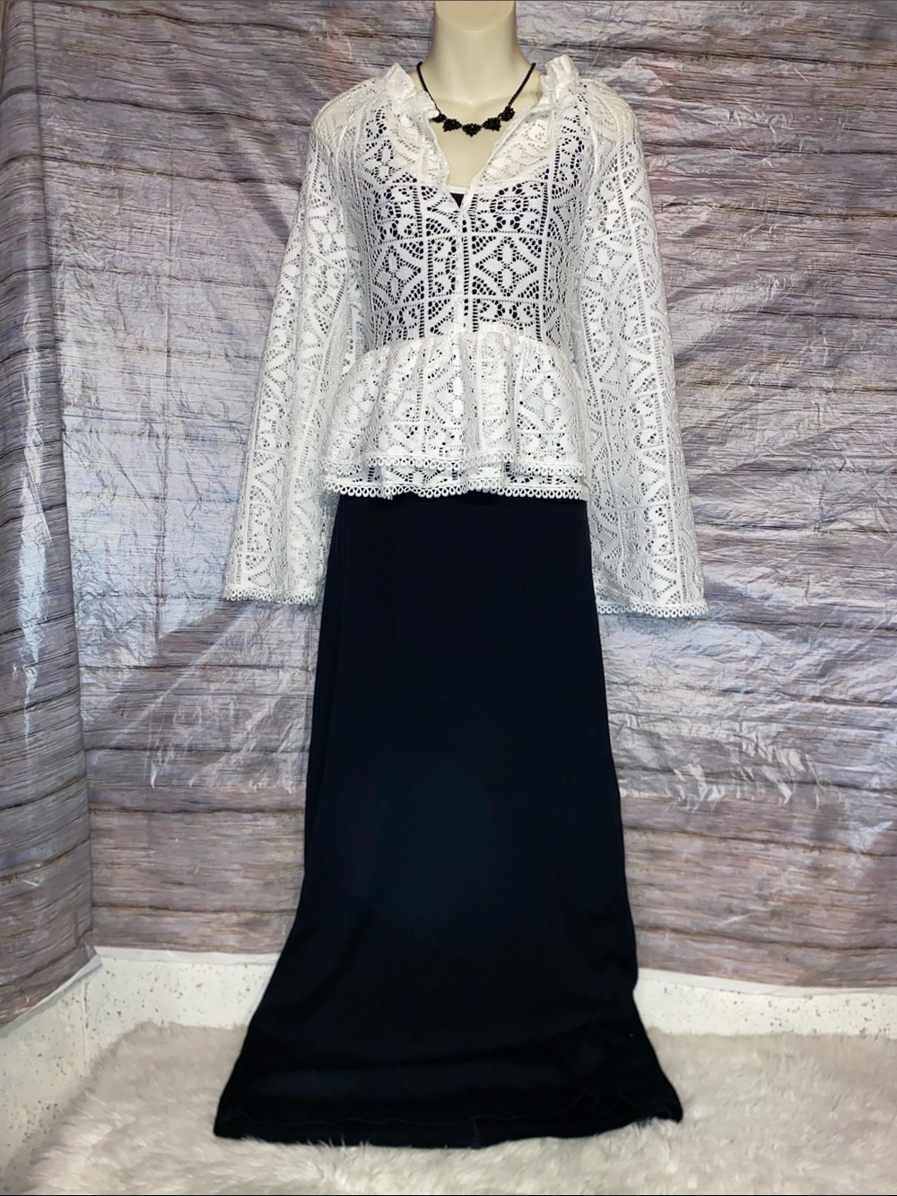 Cato White Lace Peplum Top